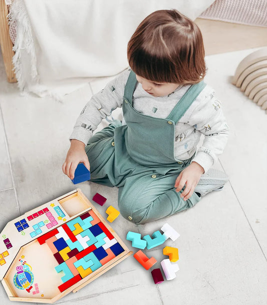 Jeu en Bois Tetris Éducatif 3-en-1