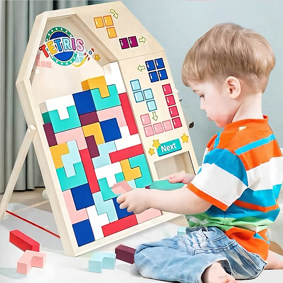 Jeu Tetris 3D en Bois Éducatif – Blocs Colorés Enfant