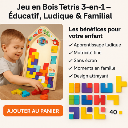 Jeu en Bois Tetris Éducatif 3-en-1