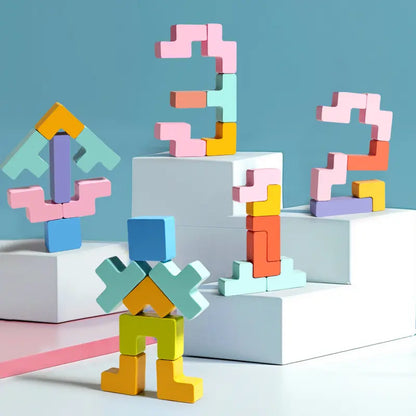 Jeu en Bois Tetris Éducatif 3-en-1