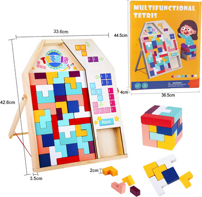 Jeu Tetris 3D en Bois Éducatif – Blocs Colorés Enfant